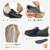 特徴まとめ(ファスナーで開閉、大きく開く開口部、外反母趾にも優しいスポンジ素材)
